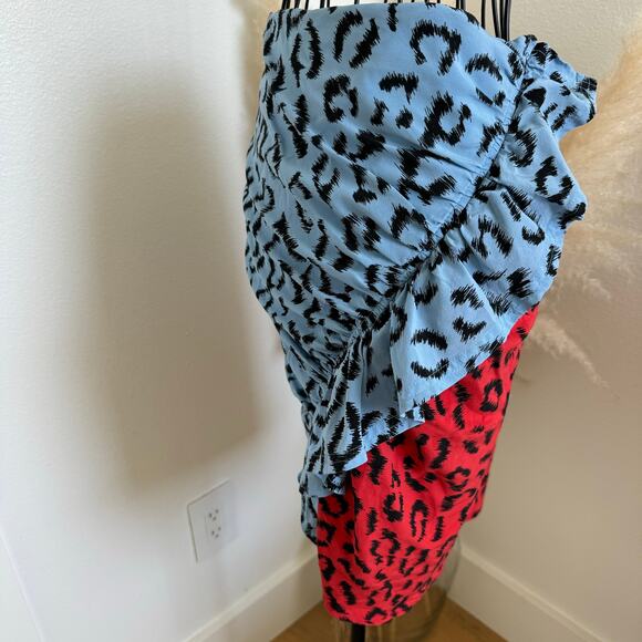 A.L.C. Gellar Leopard Print Multi Color Silk Ruffle Mini Skirt 10- Rock/Glam/90s - Picture 5 of 11